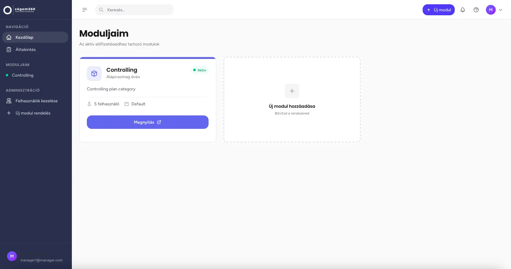 Cégem360 Kontrolling Dashboard